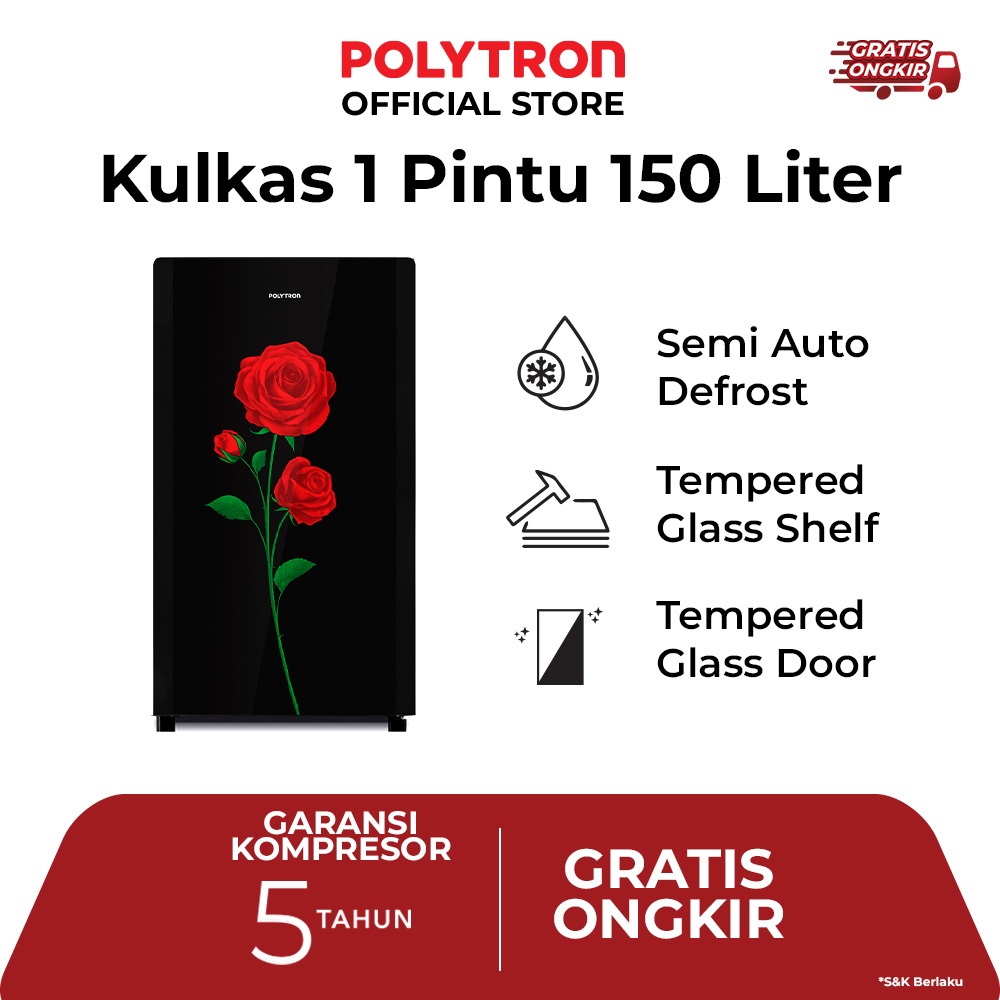 POLYTRON Kulkas 1 Pintu Belleza Varia 150 Liter PRA 15CRX