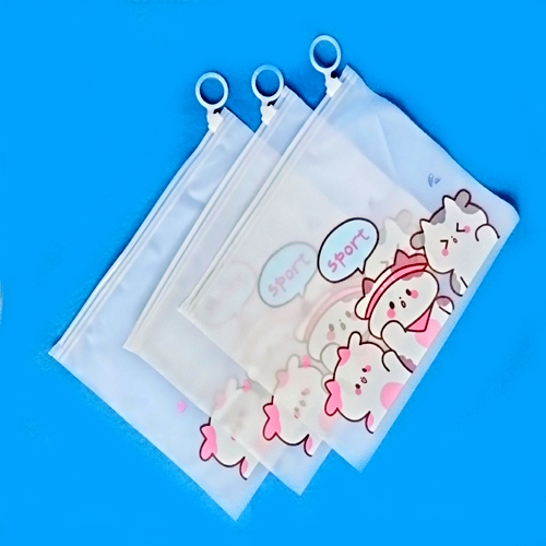

Tas Pouch Kosmetik Tempat Pensil ziplock Transparan Motif Karakter lucu