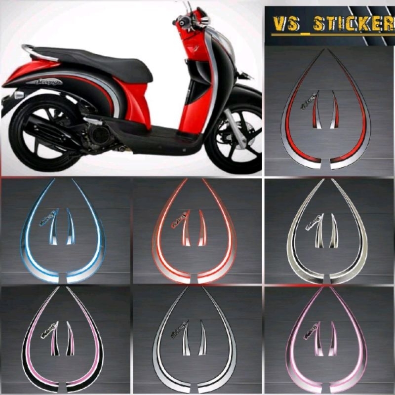 STRIPING STICKER LIST BODY STANDART MOTOR SCOOPY KARBU 2010 2011 2012 MERAH HITAM PUTIH PINK BIRU