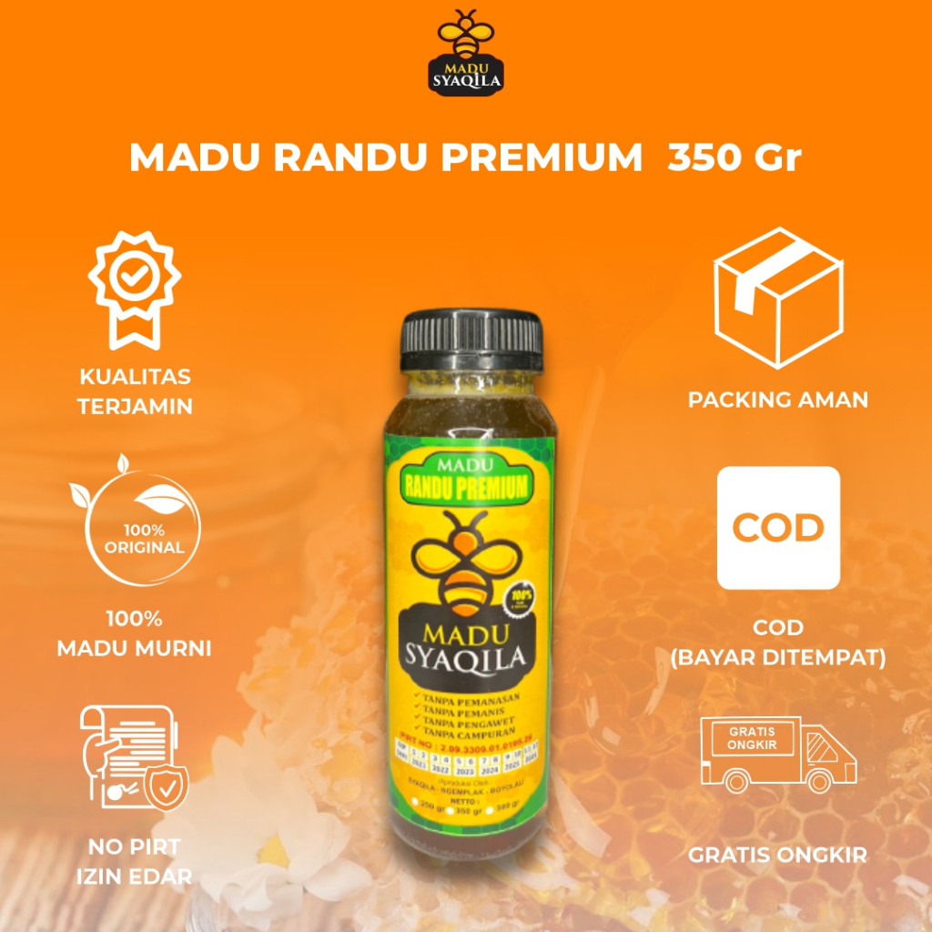 

Madu Syaqila |Madu Randu Premium 350gr| Madu Murni |Raw Honey | Madu Mentah