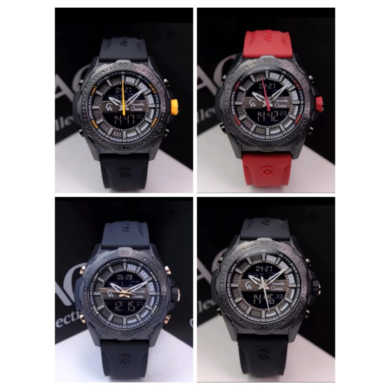 JAM TANGAN PRIA ALEXANDRE CHRISTIE 9370MH / AC 9370 RUBBER DUAL TIME [ORIGINAL]