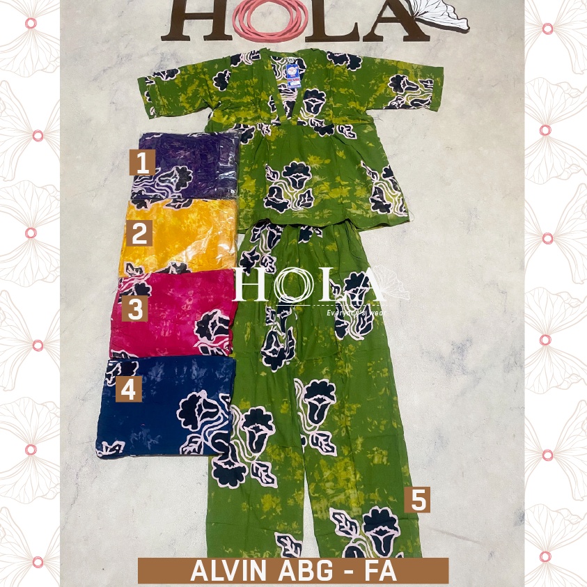 KODE G89F HOLAFASH  C Setelan CP ALVIN ABG Lengan 34 Batik Setcel batik setelan rumahan setelan sant