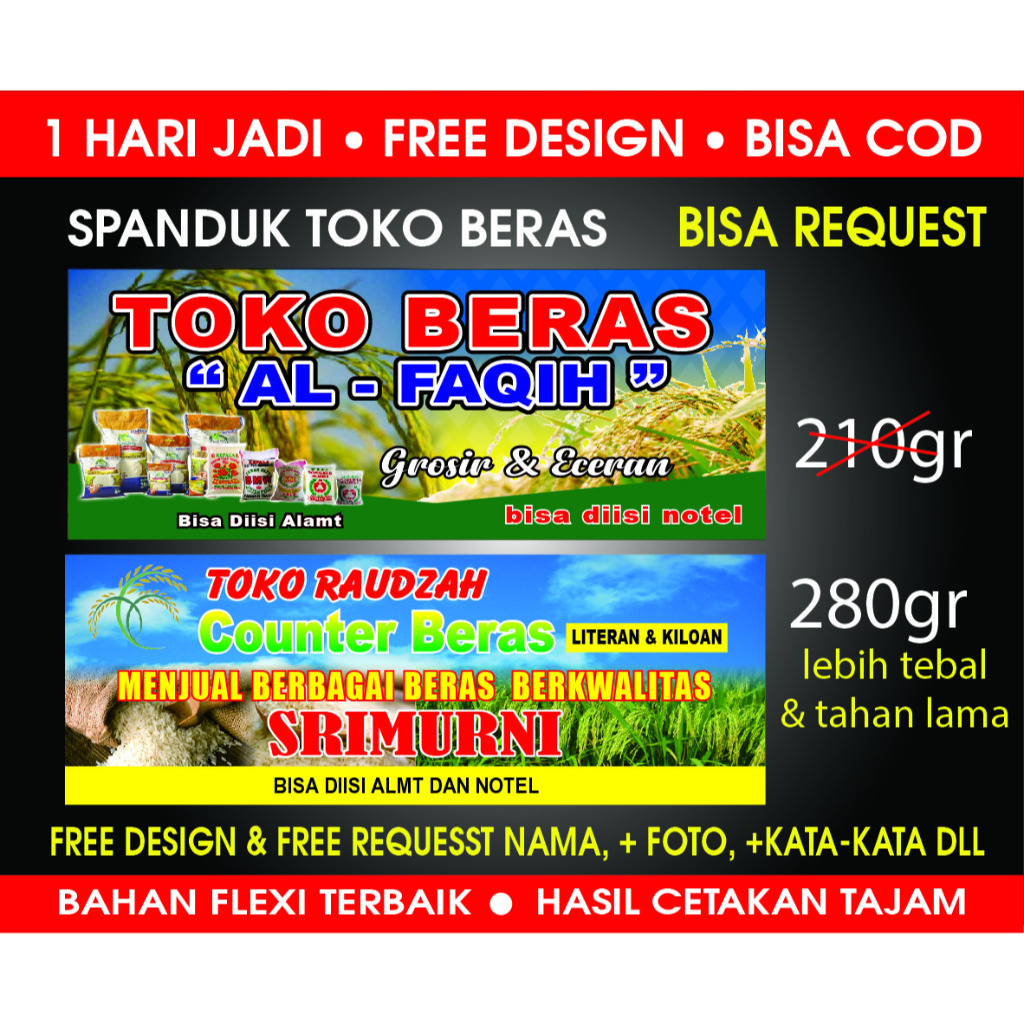 SPANDUK BANNER TOKO BERAS & TELOR