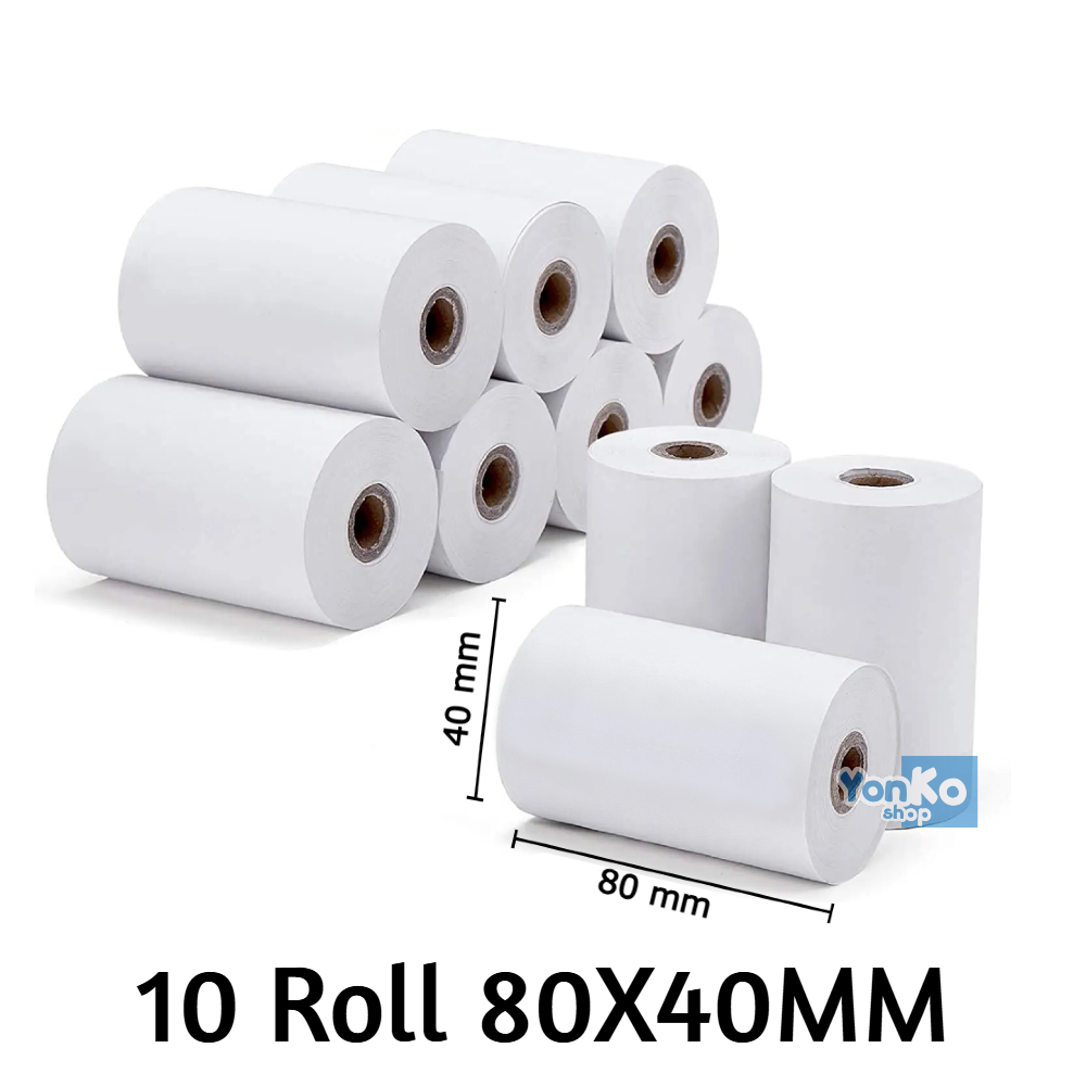 

Kertas Thermal 80x40mm / Kertas Struk / Receipt Lebar 80mm Diameter 40mm Untuk Printer Thermal isi 1 Roll & 10 Roll