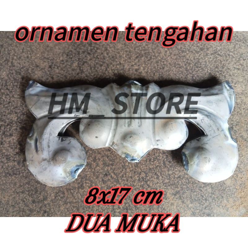 ORNAMEN PAGAR BESI TENGAHAN 8X17 CM DUA MUKA / HIASAN PAGAR BESI