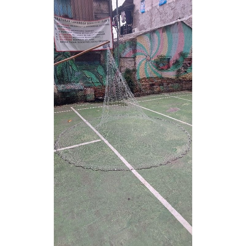 Jala ikan jala senar 2,5 meter 9 feet  jala udang, jala lempar, jala sungai lubang jari kelingking