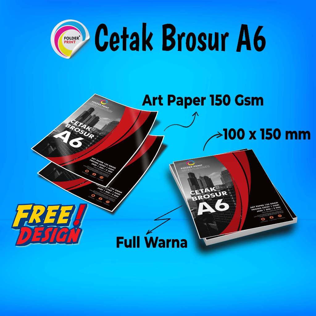 

Brosur A6 Flyer Leaflet Art Paper 150 Gram Murah Free Design