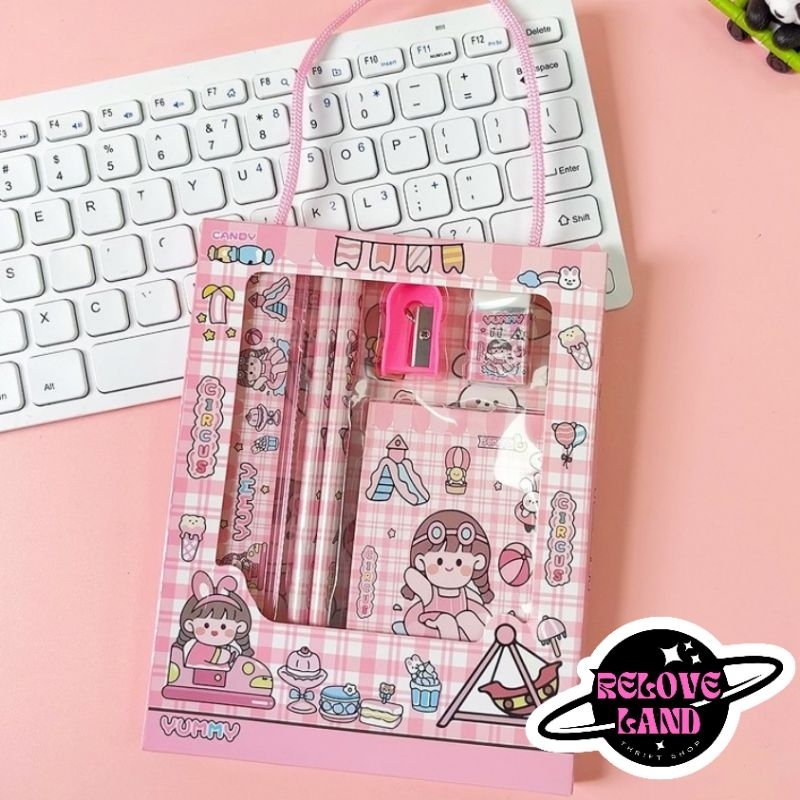 

set alat tulis korean girl 6in1 | kado untuk anak sekolah