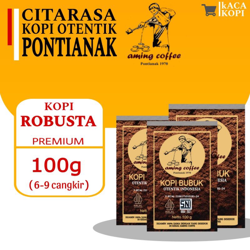 

100GR Bubuk Kopi Aming Coffee Khas Pontianak Uk. 1 ons / 100 gr gram