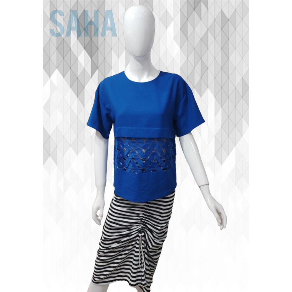 BUTIK - ATASAN BIRU ADA BROKAT