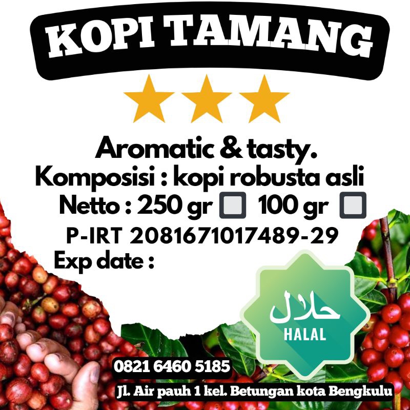 

Kopi Bubuk Robusta | 100g KOPI TAMANG Coffee khas Bukit Barisan