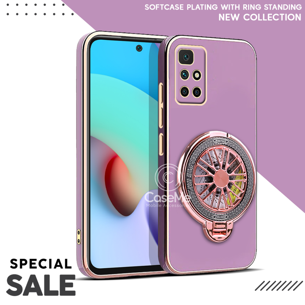 Case Xiaomi Redmi 10 10 2022 Soft Case Stand Holder Ring Fun Silicone Luxury Plating