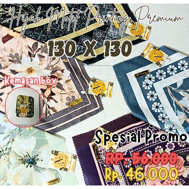 Free box - HIJAB VOAL MOTIF 130X130 SEGI EMPAT SUBLIM/ HIJAB SEGI EMPAT SERAGAMAN/ KERUDUNG SEGIEMPA