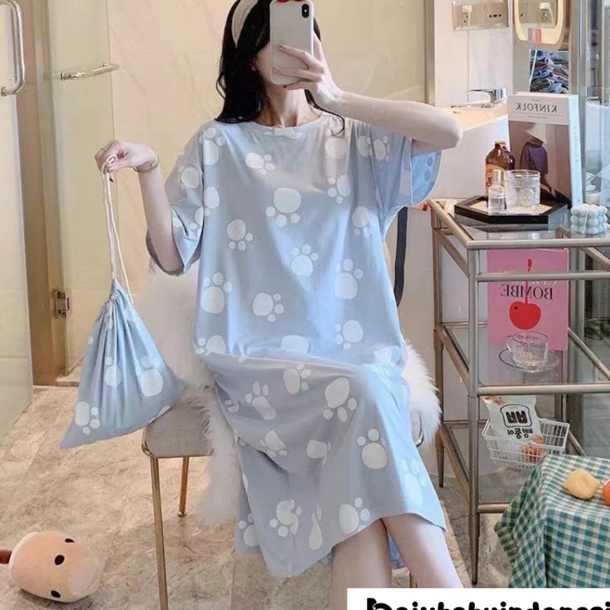 Unggul BBI Piyama wanita dewasa dress tidur perempuan motif karakter animasi lucu bahan katun adem l