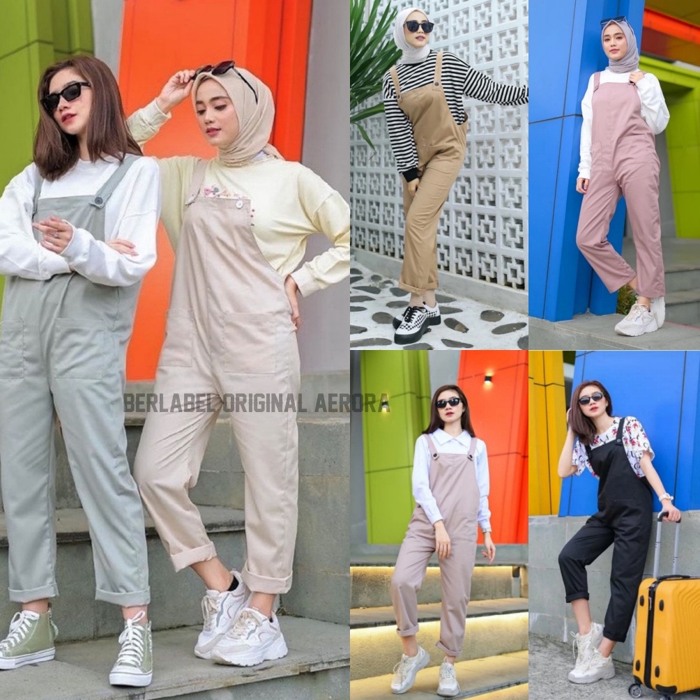 KODE C18O Aerora Baju Kodok Overall Overal Wanita Polos Katun American Drill Premium Terbaru Korean 