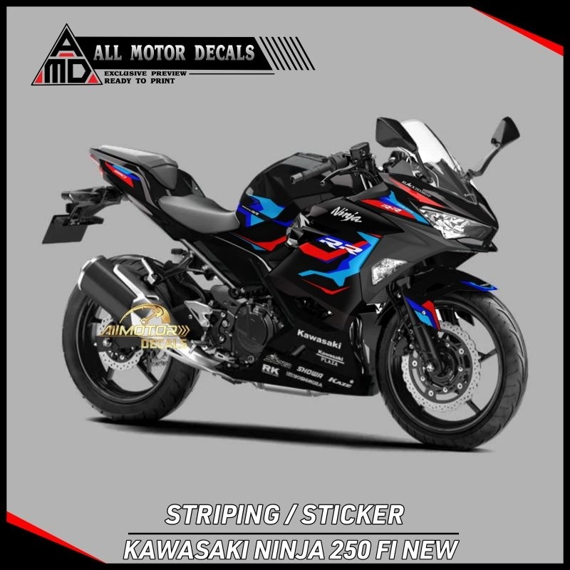 STRIPING NINJA 250 FI NEW 2018 SAMPAI SEKARANG LIVERY BMW TRI COLOR / STICKER KAWASAKI NINJA FI 250 
