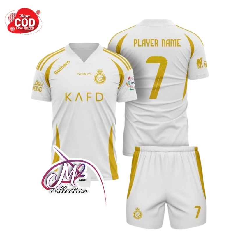 Ready Siap kirim SETELAH JERSEY AL - NASSR  THIRD ANAK KAFD PUTIH TERBARU BAHAN PREMIUM