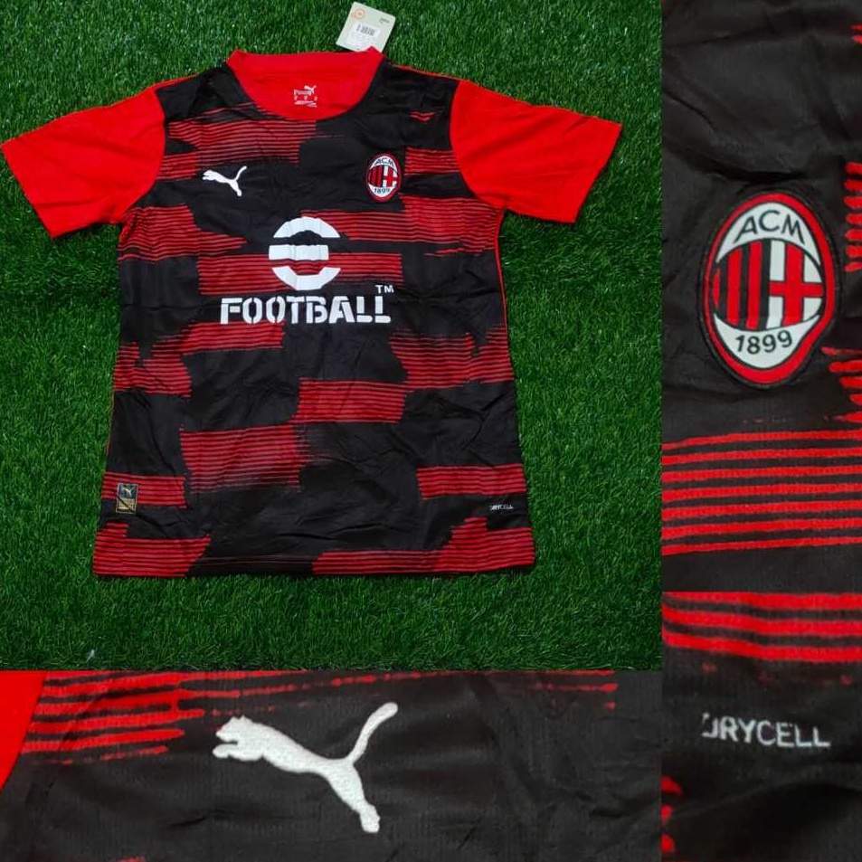 Paling Terjamin  JERSEY BOLA AC MILAN TRAINING PREMATCH NEW 224225 GRADE ORI HIGH QUALITY