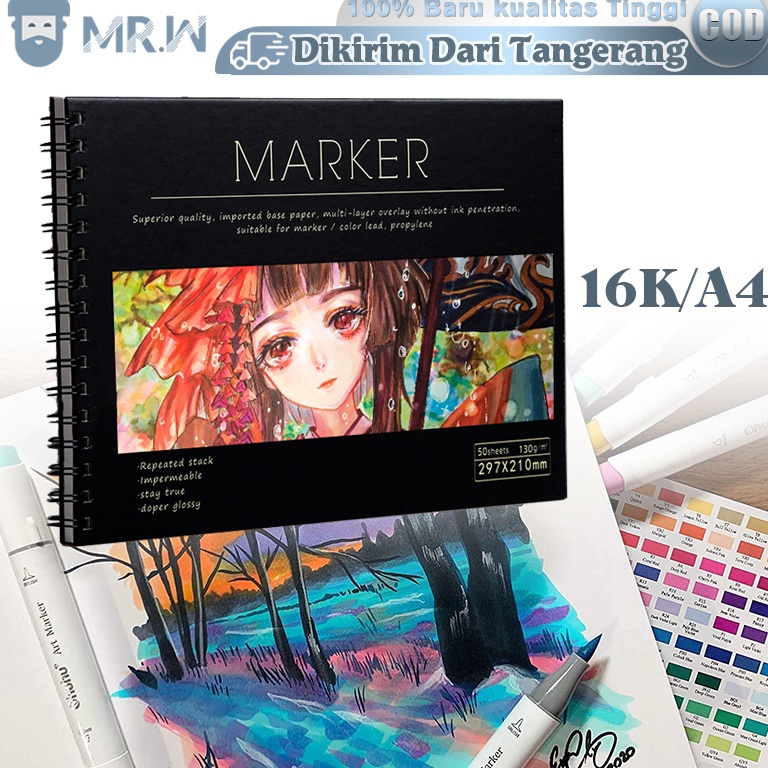 

Kejutan Besar Marker Pad 5 Sheets Marker Pen Drawing Paper A4 Hard Cover Sketchbook Untuk Copic Dan Promarker