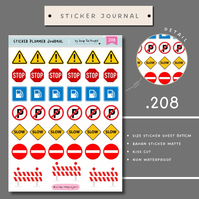 

STICKER PLANNER JOURNAL / TRAFFIC SIGN DECO STICKER / STP - 208