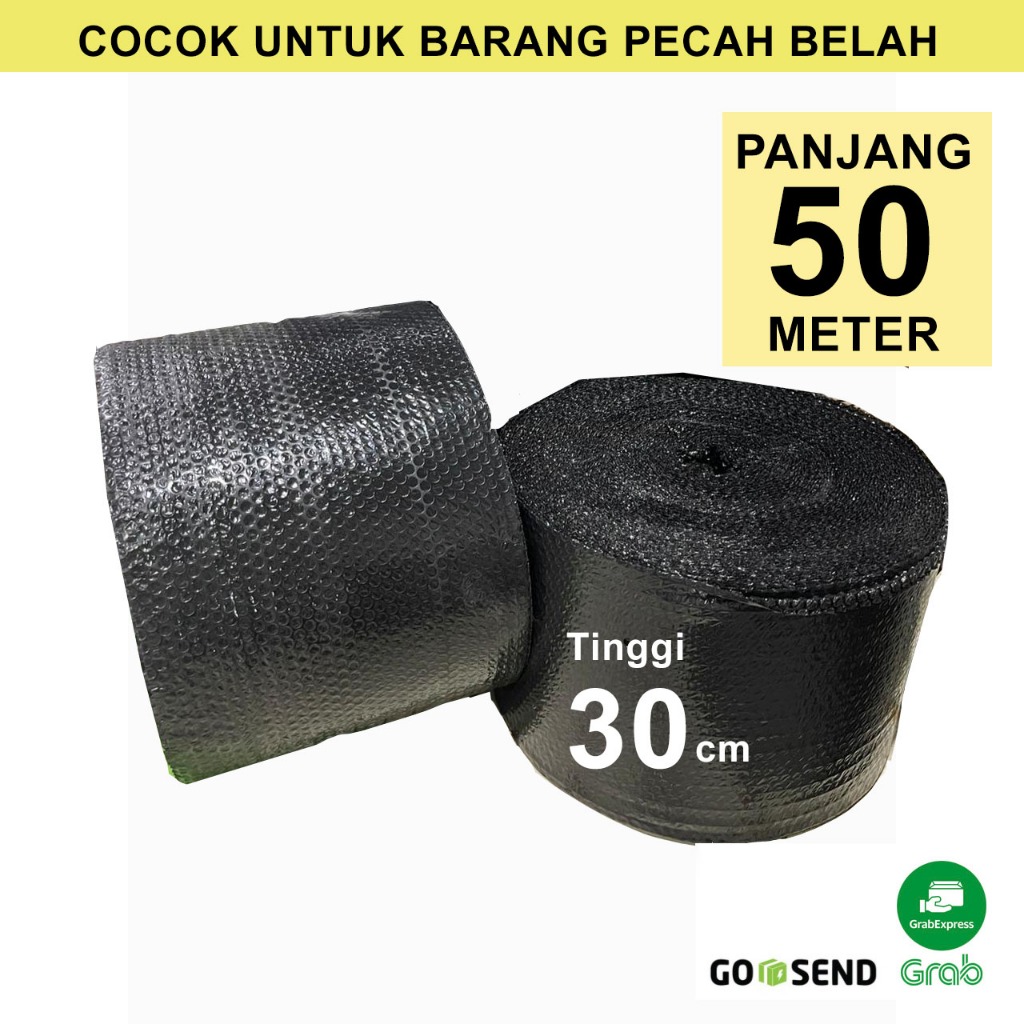 

Plastik Packing Bubblewrap Ukuran 30cm x 50meter Bubble Wrap Hitam Tidak Mudah Sobek Premium Roll