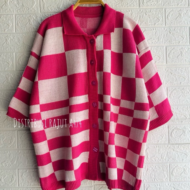 KNITWEAR OUTFIT FUJI CARDIGAN RAJUT MOTIF KOTAK OVERSIZE