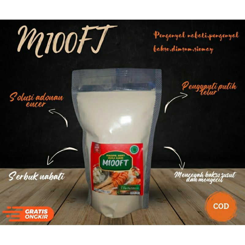 

100gr M100FT - Pengenyal Bakso,Dimsum,Siomay,Pengering Bakso,Meningkatkan kekenyalan & kepadatan bakso, sosis,Serbuk Protein,Pengganti Putih Telur,Solusi adonan encer