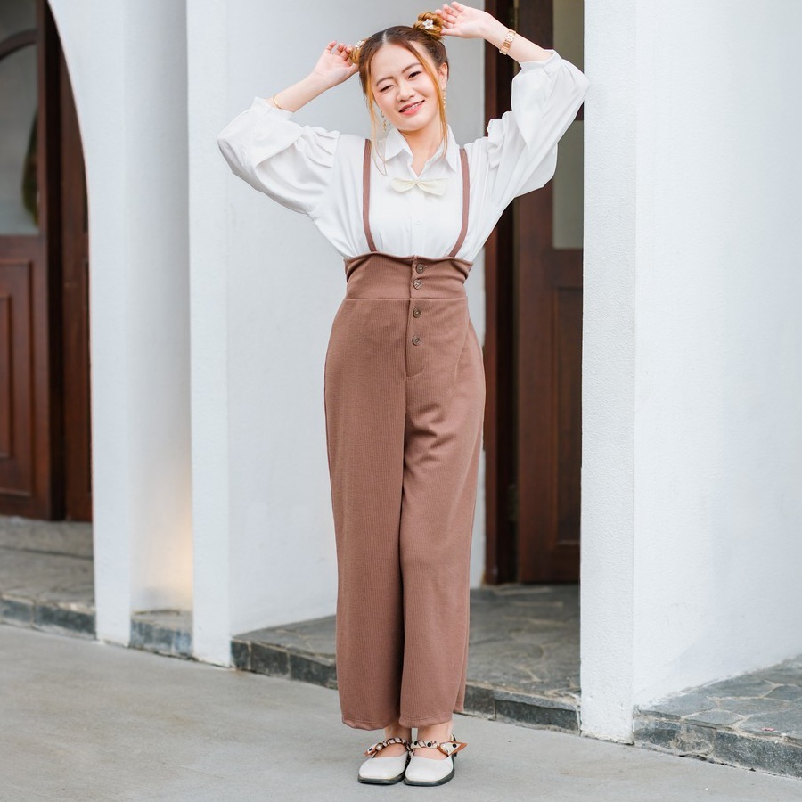 Yoenik Apparel Yumi Overall Kulot  Jumpsuit Wanita  Baju Kodok Celana Panjang