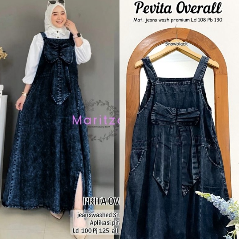 KODE I36E Hikmah  Pevita Overall Bahan Jeans Premium  Overall Jeans Jumpsuit Super Jumbo  Jumpsuit J