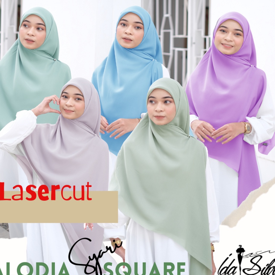 BELANJA Jilbab Segiempat SYARI Jumbo Kerudung Segi Empat Lasercut dan Jahit Tepi Syari Hijab square 