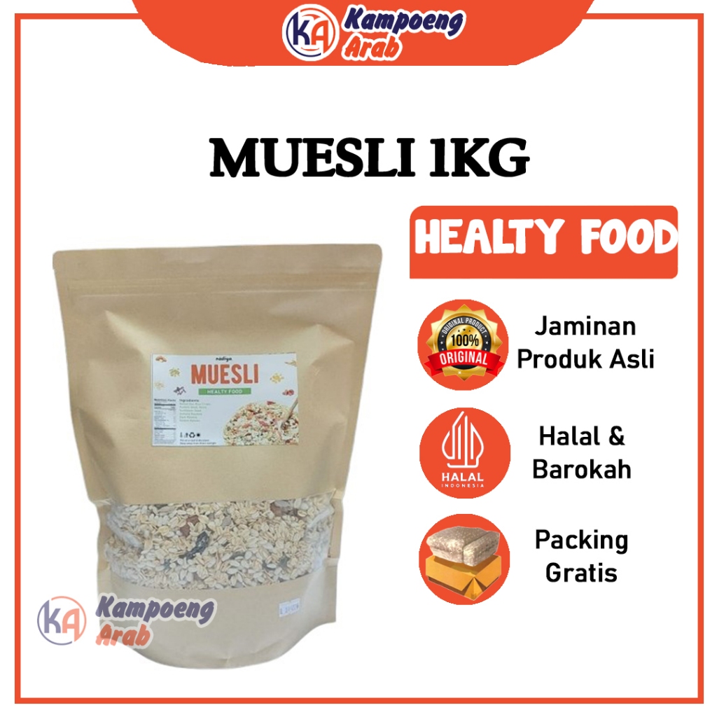 

MUESLI Fruit & Seed 1Kg Sereal Sehat Penuh Nutrisi & Kaya Serat Pengganti Sarapan & Nasi Original