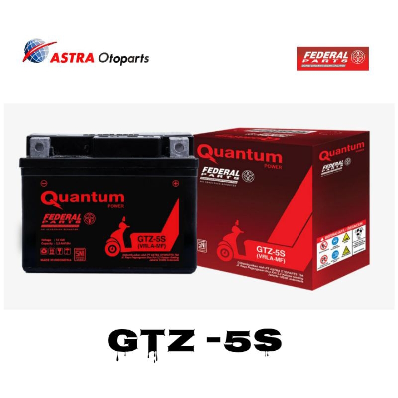 PROMO AKI GTZ5S FULL KERING MEREK FEDERAL QUANTUM ASTRA BUAT MOTOR HONDA BEAT,VARIO 110,REVO,SPACY,S