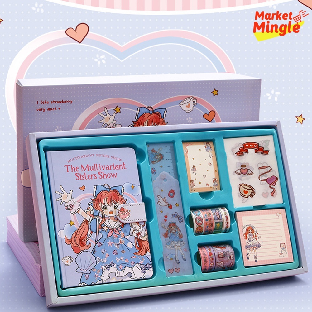 

186 pcs DIY Hadiah Rumah Buku Catatan Penanda Buku Lucu Penggaris Stiker Washi Scrapbook Kit