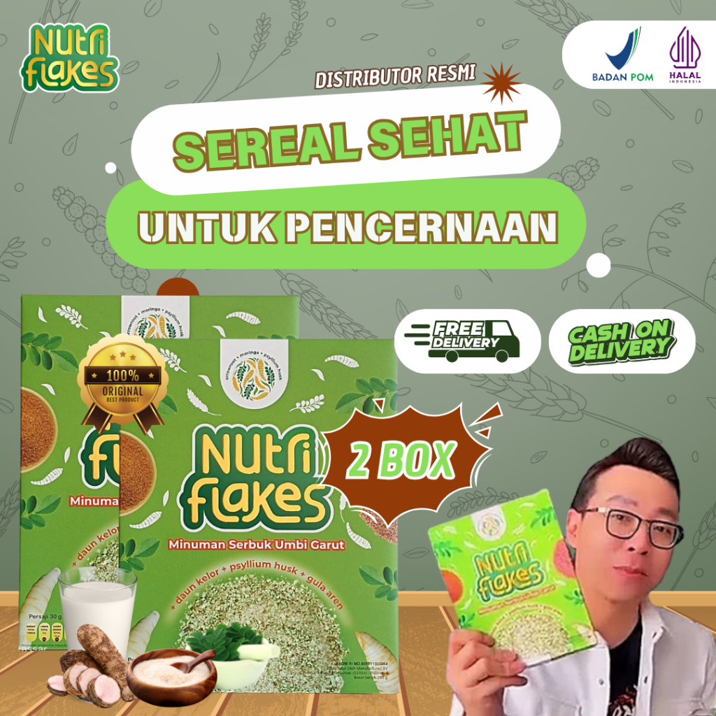 

SEREAL NUTRIFLAKES 2 BOX - Sereal Sehat Untuk Pencernaan Lancarkan Pencernaan Lambung Atasi Gerd