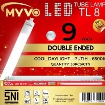 Myvo Lampu TL LED T8 60cm 9W 9WATT Cahaya Kuning 3000K Myvo