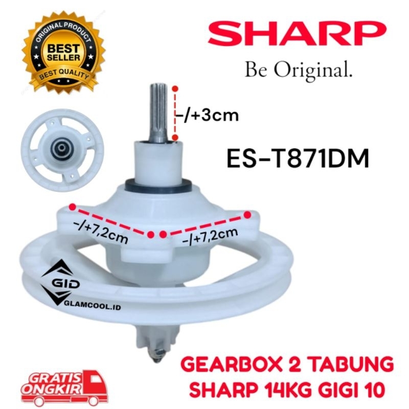 GEARBOX MESIN CUCI SHARP ES-T871DM GIGI 10 KAPASITAS 14KG