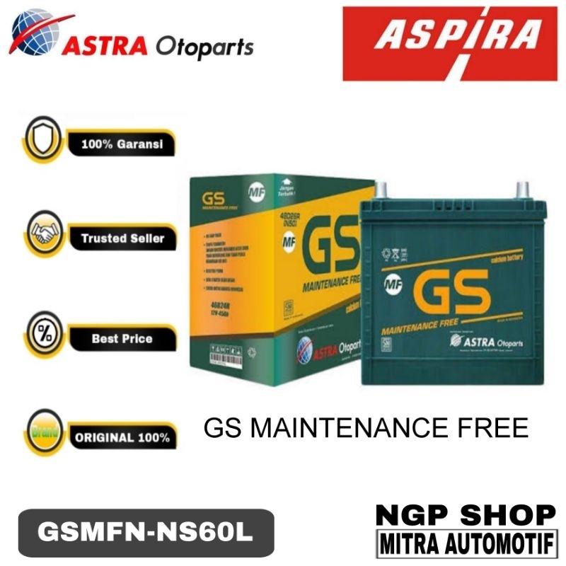 Aki mobil Gs Astra MF / aki GS Astra Kering Ns60/Ns60L