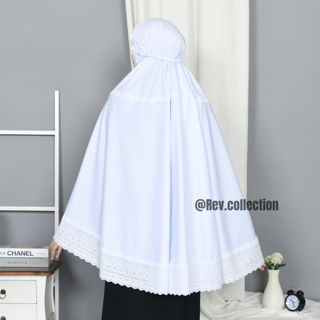 TERLARIS Bergo Haji Umroh Saku Depan Bahan Katun Premium Warna Putih Muslimah Umroh Haji