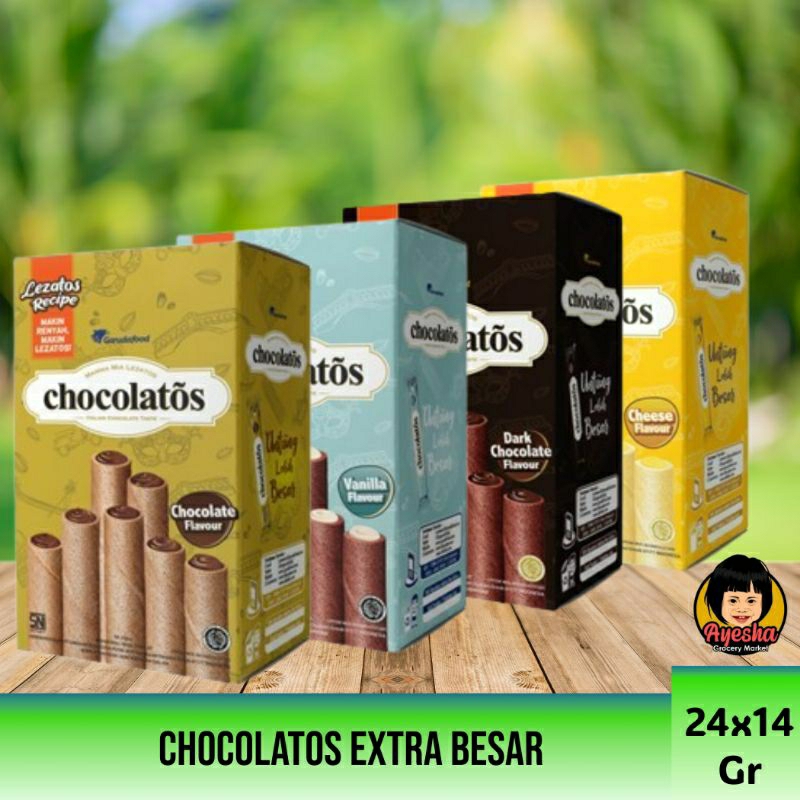 

Chocolatos Wafer Stick Extra Besar - 1 Box isi 24x14 Gr