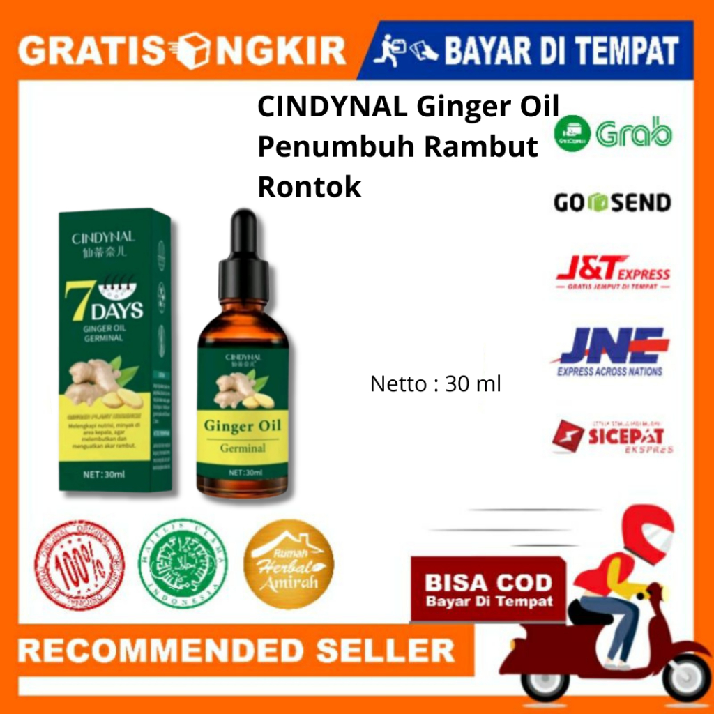 CINDYNAL Ginger Oil BPOM Penumbuh Rambut Botak 30ml Original