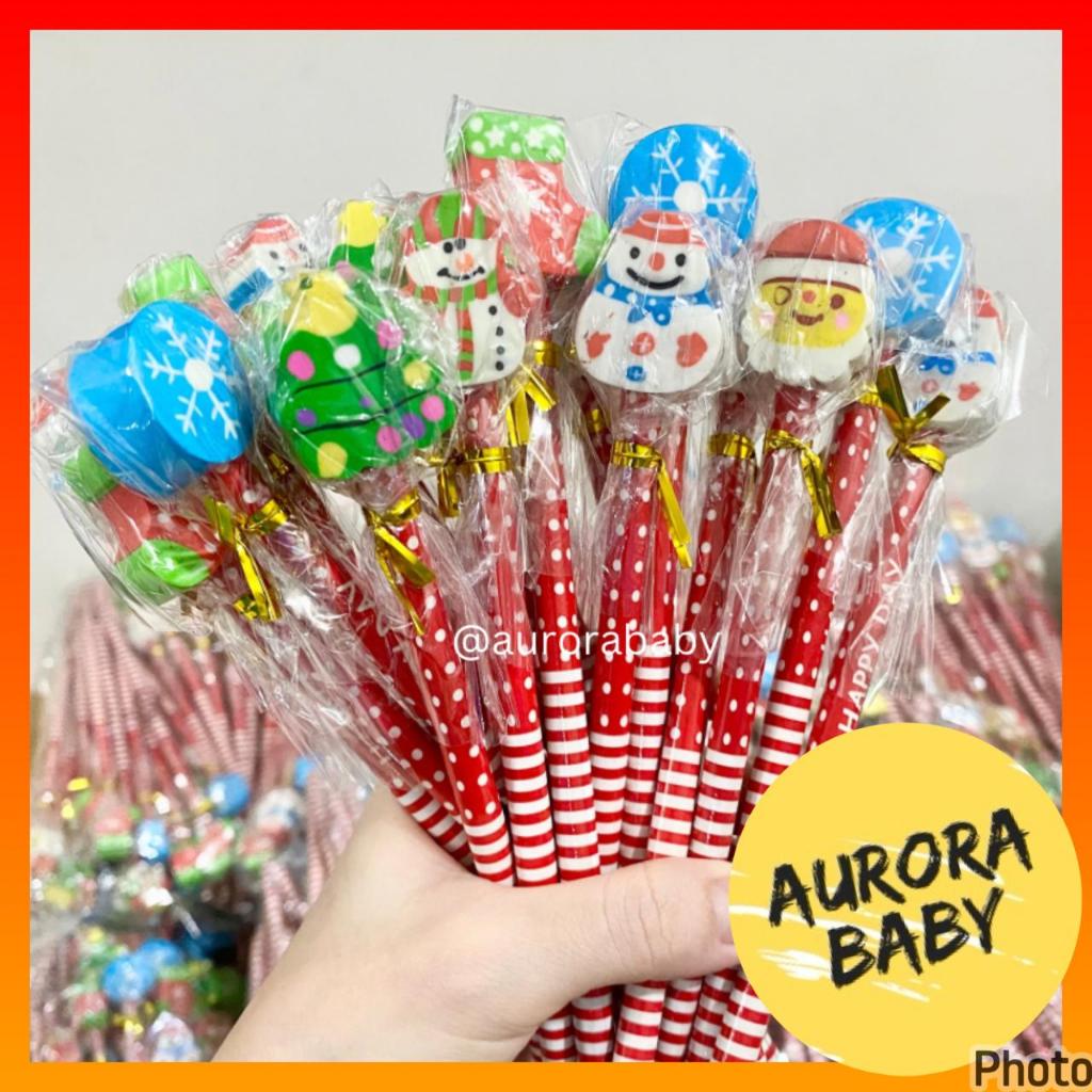 

PENSIL HB DENGAN PENGHAPUS TEMA NATAL MERRY CHRISTMAS SANTA RUSA SNOWMAN KADO NATAL ANAK