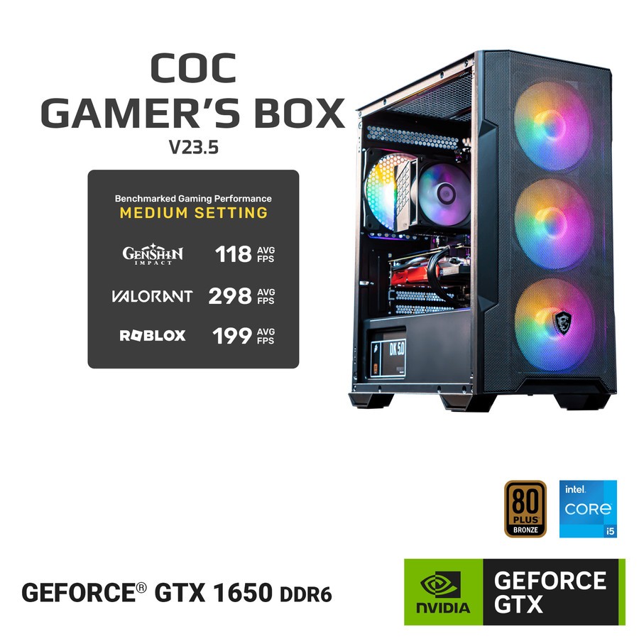 COC GAMER BOX V23.5 GeForce GTX 1650 DDR6 - Paket PC Rakitan
