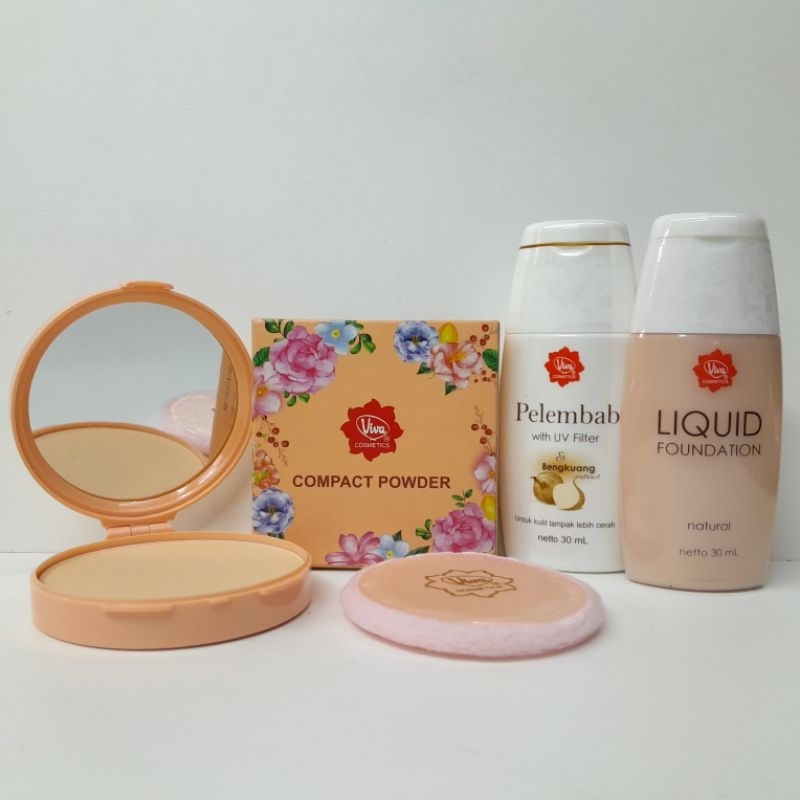 Paket make up viva bedak natural+foundation+pelembab