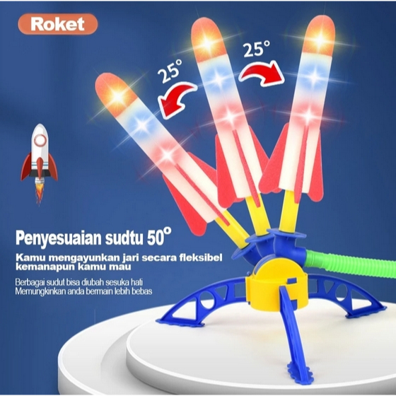 HS - Mainan Anak Roket Peluncuran Menginjak Pedal Mainan Roket Terbang