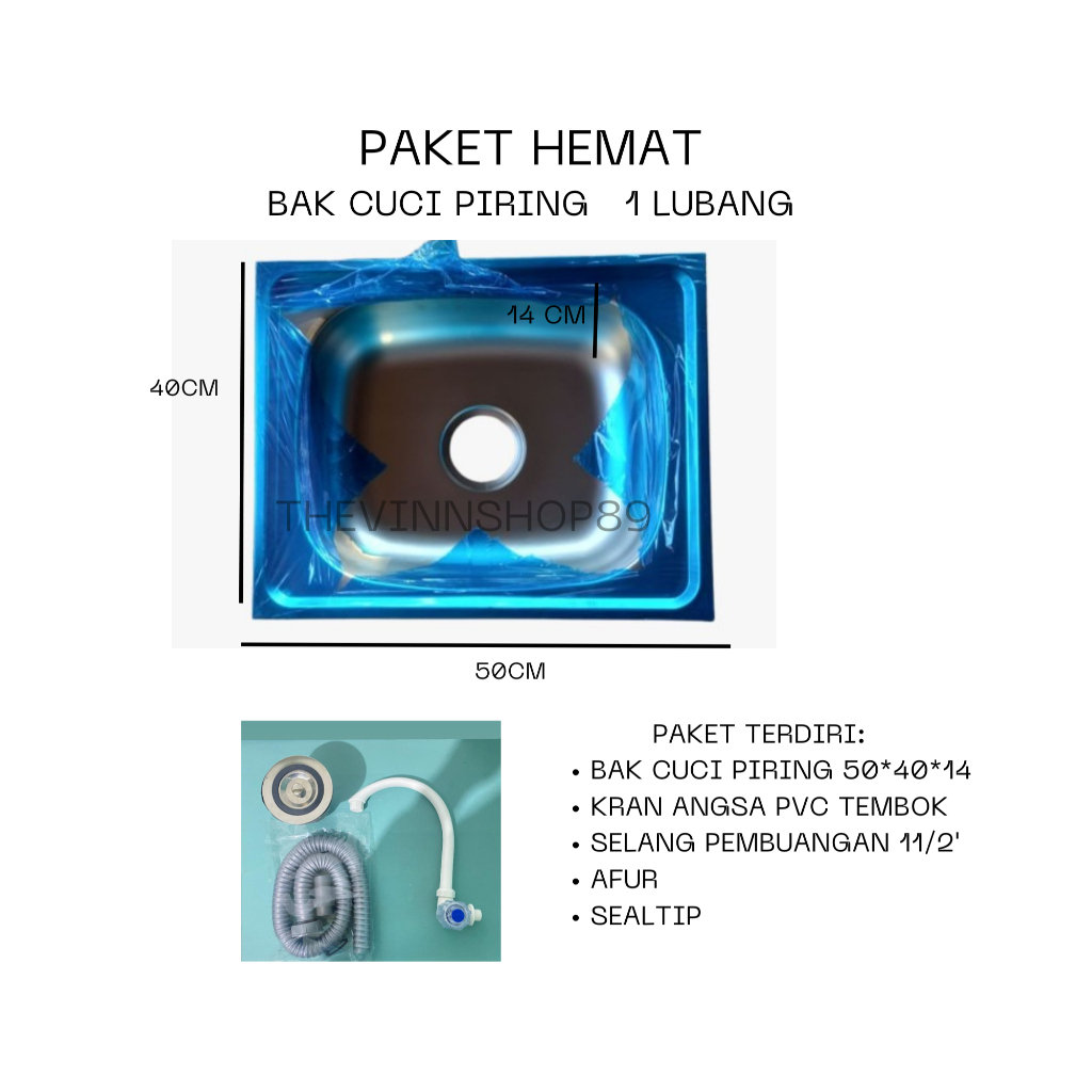BAK CUCI PIRING 1 LUBANG 50X40,PAKET HEMAT BAK CUCI PIRING 1 LUBANG