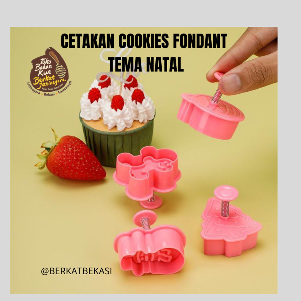 CETAKAN COOKIES FONDANT TEMA NATAL / CETAKAN COOKIES / CETAKAN COOKIES LUCU / 4 PCS