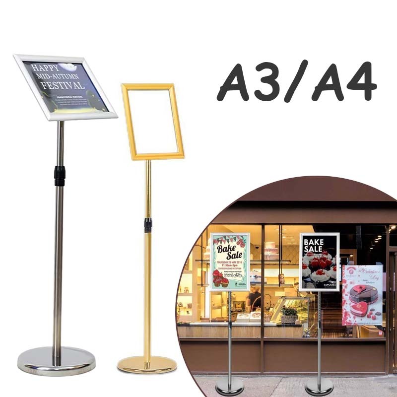 

A3/A4 Standing Sign Frame DISPLAY HARGA FRAME Standing Display 70-120cm Welcome Sign Board floor stand Display Telescoping