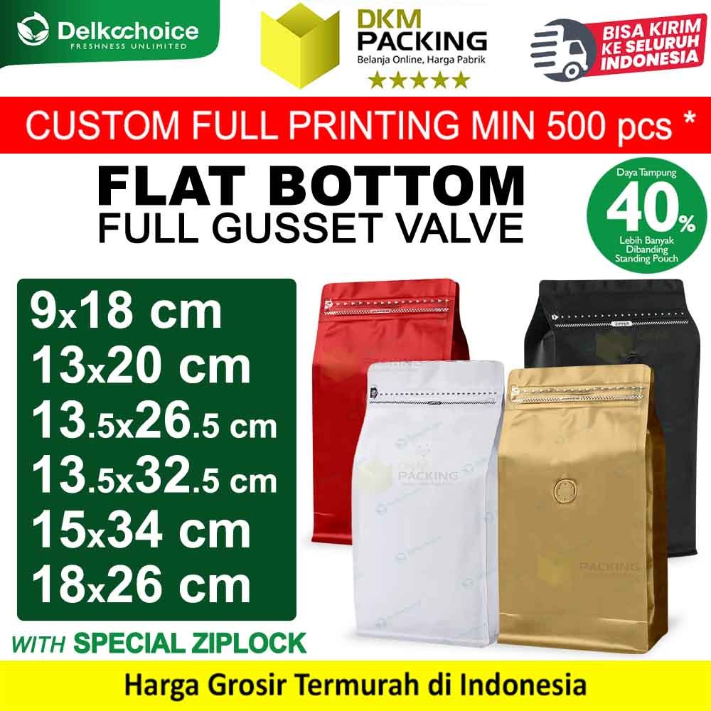 Coffee Bag Pouch FULL GUSSET VALVE Kemasan Biji Bubuk Kopi DELKOCHOICE