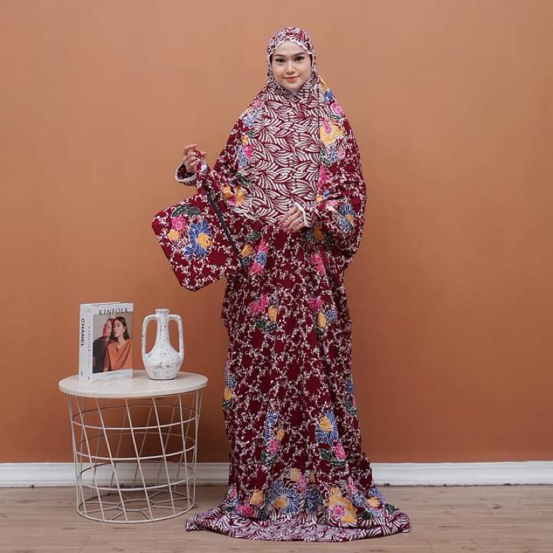 Mukena Lajuran Dewasa / Mukena terusan batik / Mukena terusan rayon