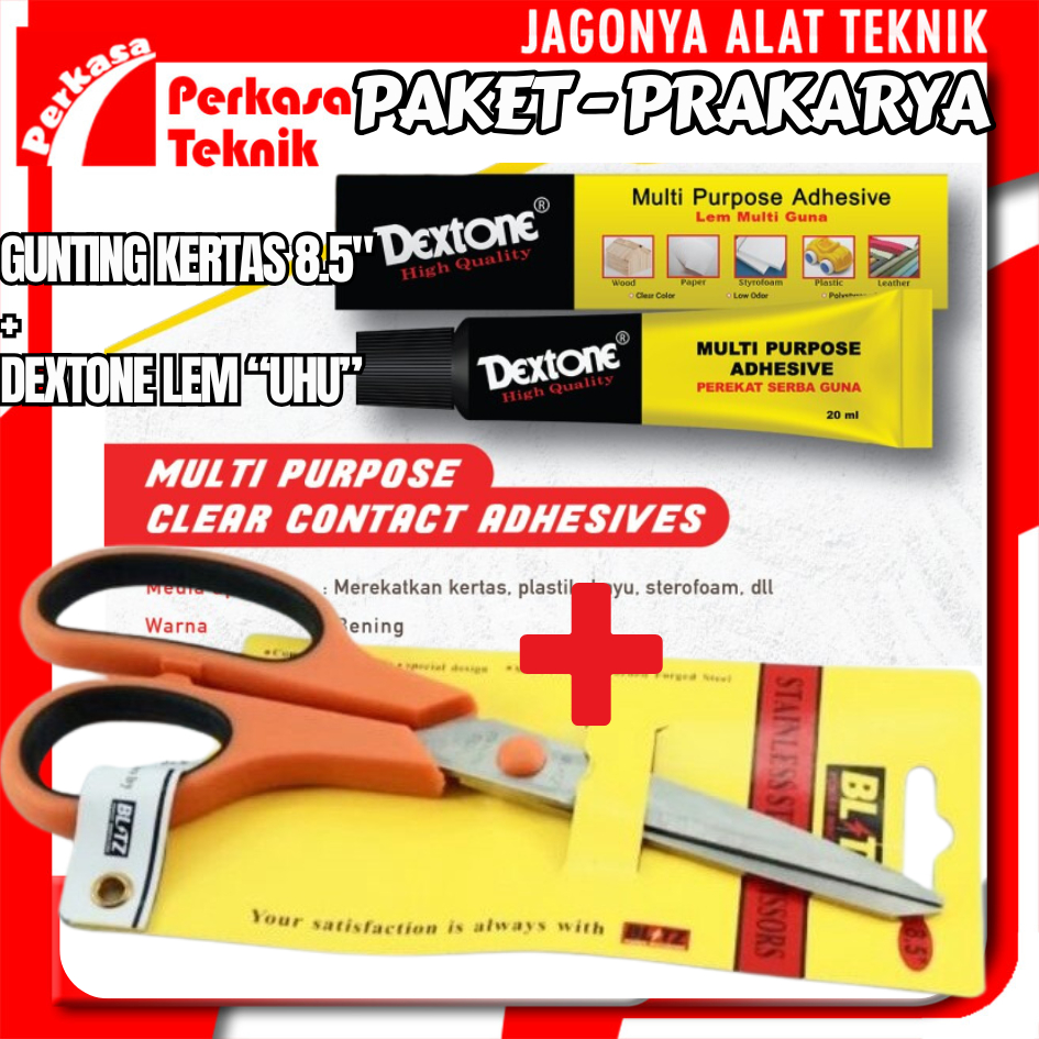 

Paket Seni & Prakarya Hemat Gunting Kertas + Glue Lem Serba Guna Scissor Menggunting Art & Craft